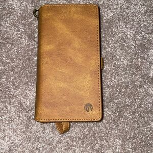 Tan Leather Slim Phone Case with Distressed Finish